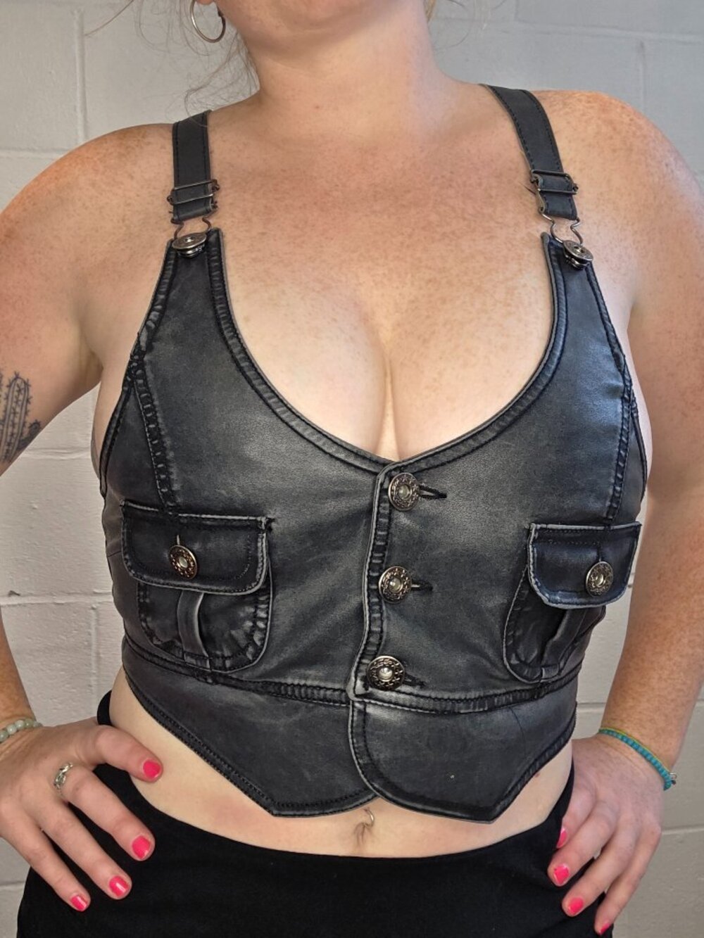 Killstar Alt Gothic Occult Indie Rave Festival Grey Leather Overall Bib Crop Top